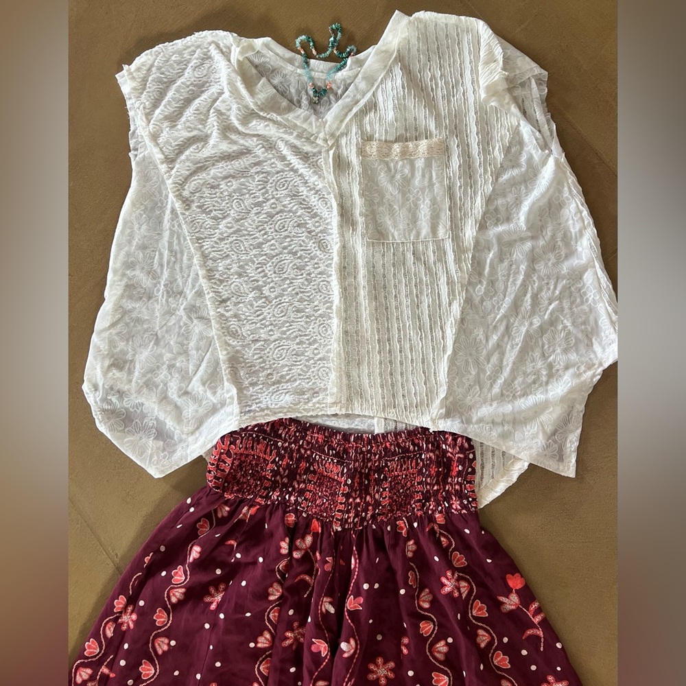 Boutique Lace Patchwork V-Neck Tee - image 8